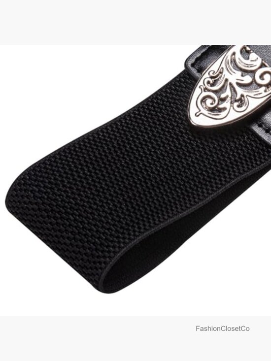 Leather Chain Belt Vintage Western Adjustable Elastic Double Buckle main image 6